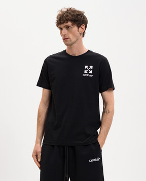 Off-White Чорна футболка з принтом логотипа та емблеми 44MAA027S26J00B