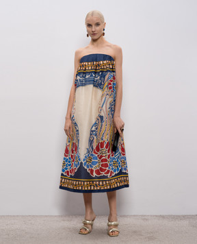 La DoubleJ Сукня міді з льоном та шовком в принт DRE0902LIN010LEM02