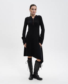 Ann Demeulemeester Черное асимметричное платье Serafino из шерсти B0013527KN073