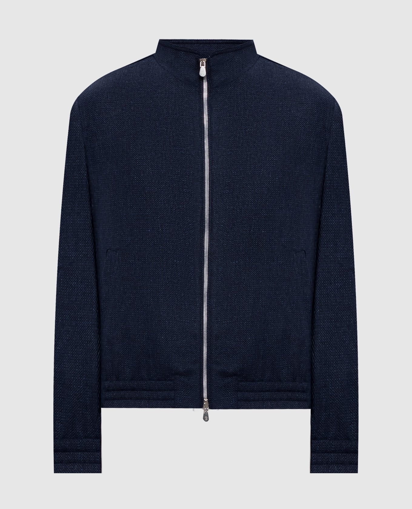 Синяя куртка из шелка, льна и шерсти