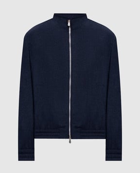 Brunello Cucinelli Синяя куртка из шелка, льна и шерсти MZ4036580