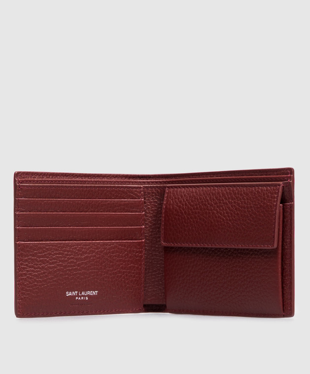 Saint Laurent Бордовый кожаный портмоне 848141AAELP изображение 3