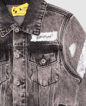 Off-White Дитяча сіра джинсова куртка з принтом логотипа 44GYE002F5D001