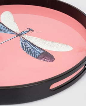 Les Ottomans Рожевий дерев'яний лакований піднос Dragonfly LT18