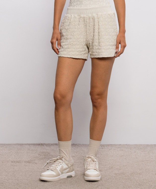 Off-White Бежевые шорты в логотипе шаблон 2SJ00711L изображение 3