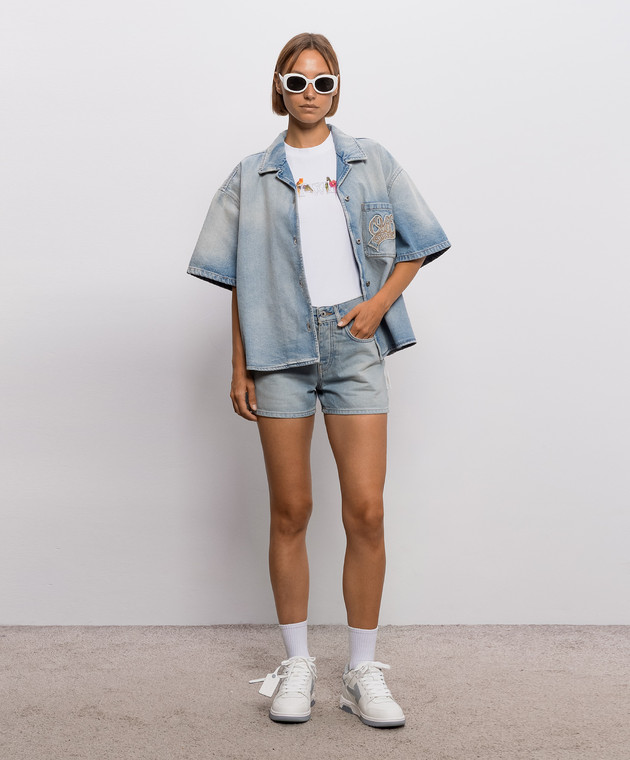Off-White Белая футболка с принтом логотипа 2FA00641T изображение 2