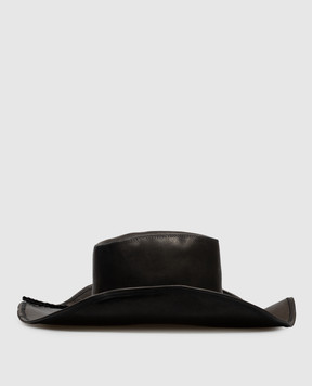 Ann Demeulemeester Черная кожаная шляпа Joleik с винтажным эффектом B0014379LT137