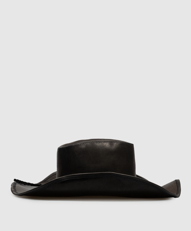 Ann Demeulemeester Чорний шкіряний капелюх Joleik з вінтажним ефектом B0014379LT137 зображення 3