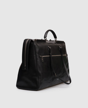 Dolce&Gabbana Чорна шкіряна дорожня сумка Vittoria з логотипом BM2543AH850
