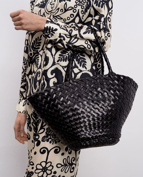 Dragon Черная кожаная плетеная сумка-тоут Egola DGS68026