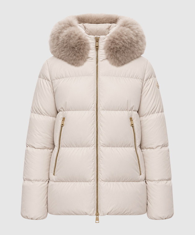 Moncler Бежевий пуховик Laichefur з хутром L20931A0016454AQE