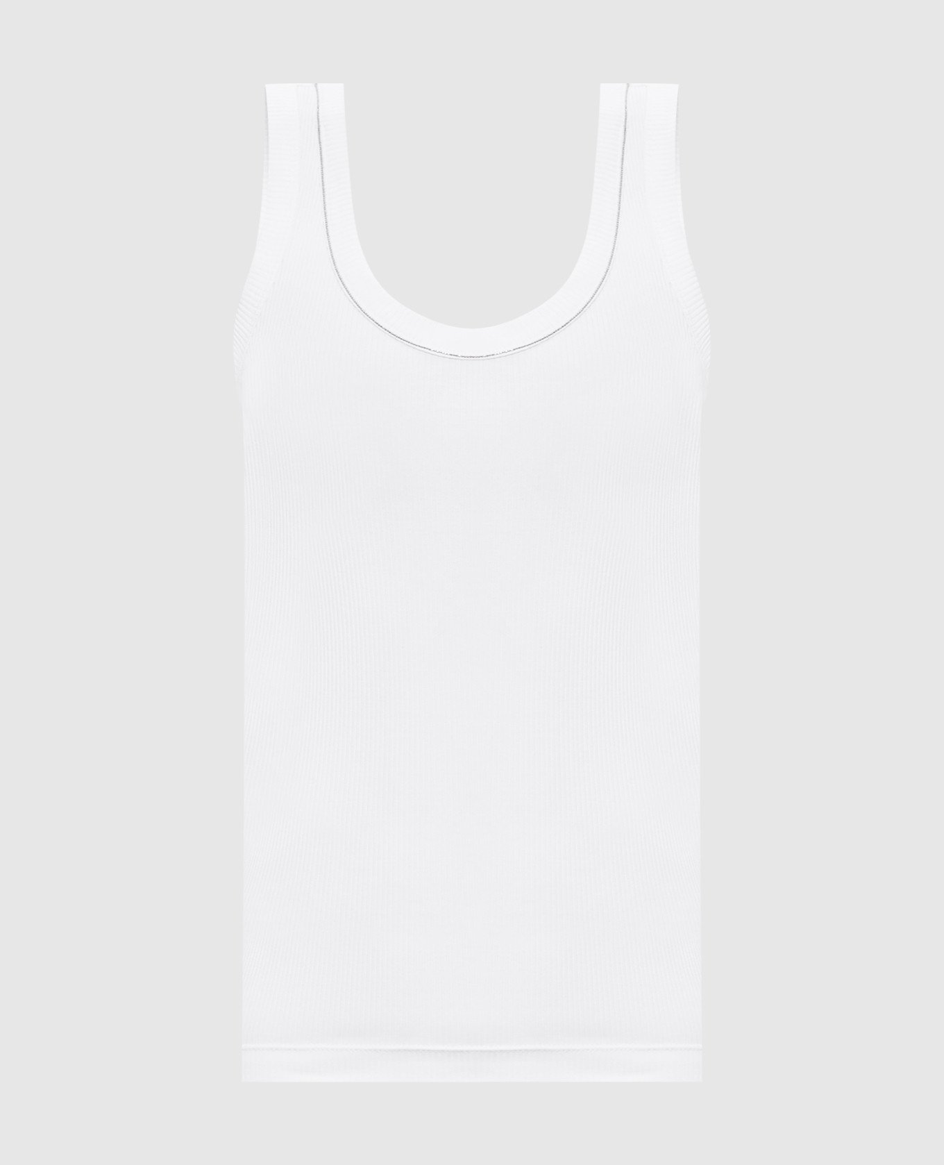 Белый топ в рубчике с цепочкой мониль