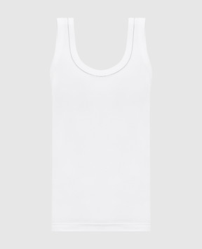 Brunello Cucinelli Белый топ в рубчике с цепочкой мониль MG902FP100