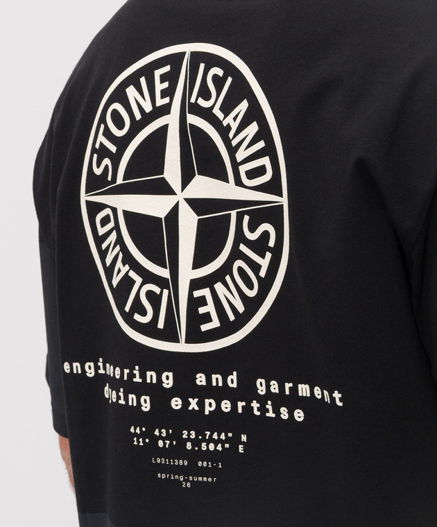 Stone Island Чорна футболка з принтом емблеми L1S152100002S0365 зображення 5