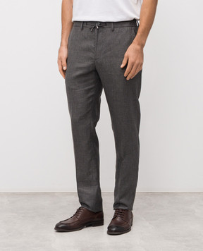 Stefano Ricci Сірі штани з льону, вовни та шовку з емблемою M1T6100018B127HA