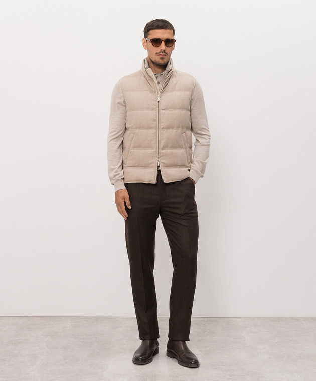 Brunello Cucinelli Меланжевое поло бежевого цвета из шерсти и кашемира M2400295 изображение 2