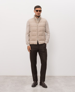Brunello Cucinelli Меланжеве поло бежевого кольору з вовни та кашеміру M2400295
