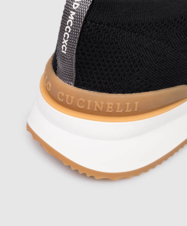 Brunello Cucinelli Черные сникеры с фактурным логотипом MZUPMBO252 изображение 5