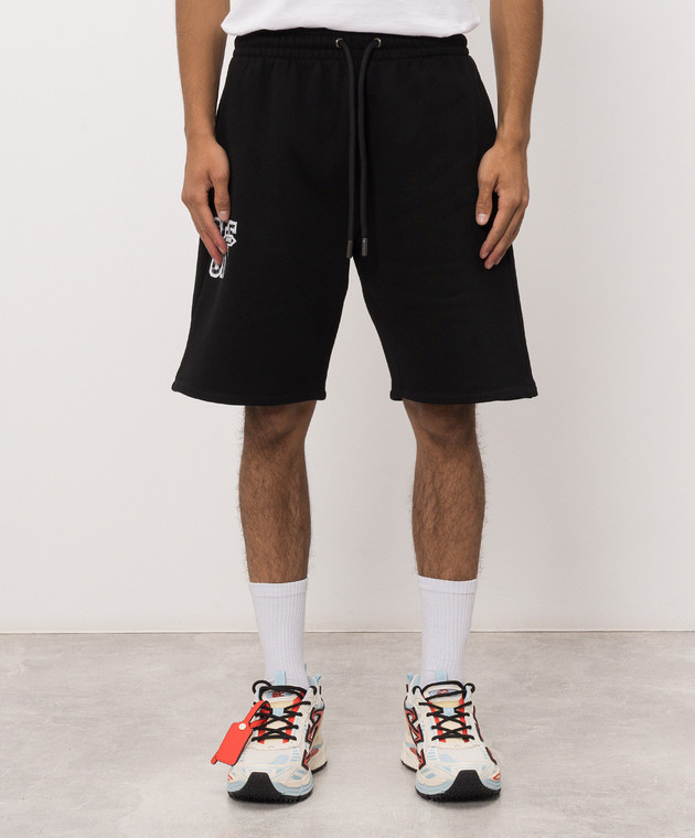 Off-White Черные шорты с принтом логотипа 44MCI013F26F005 изображение 3