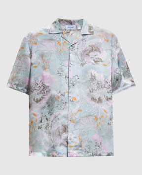 Off-White Блакитна сорочка в принт 44XGG01FS26F00B