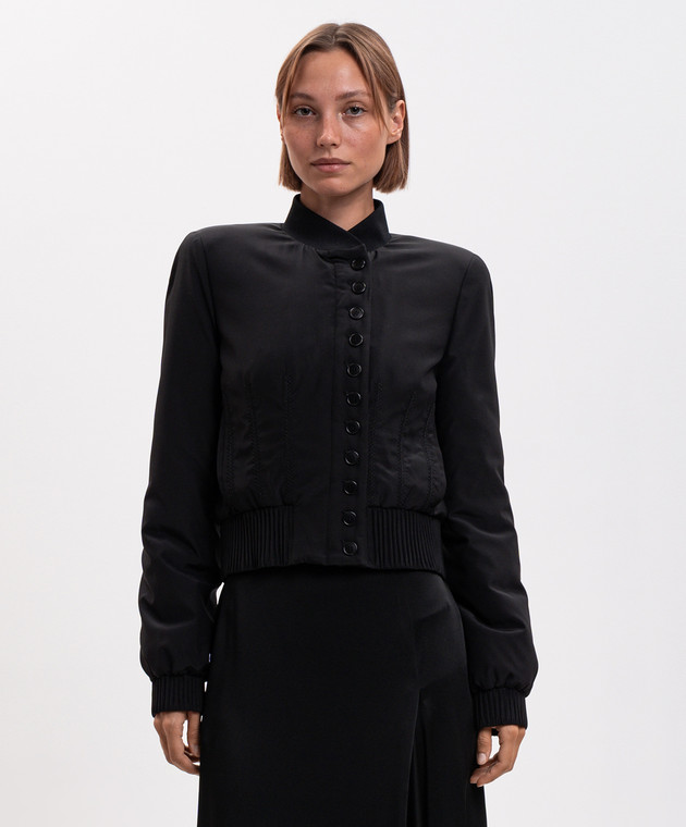 Alexander McQueen Чорна куртка із шовку 865429QBADT зображення 3