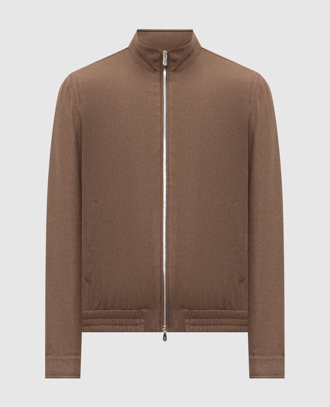 Коричневая куртка из шелка, льна и шерсти