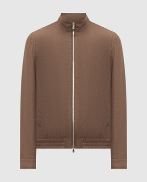 Brunello Cucinelli Коричневая куртка из шелка, льна и шерсти MZ4036580