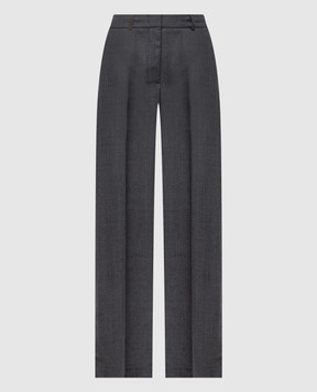 Peserico Серые брюки из шерсти в полоску A0433507504