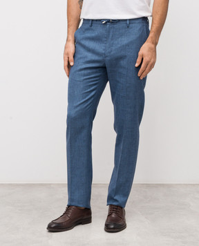 Stefano Ricci Синие брюки из льна, шерсти и шелка M1T6100018B127HA