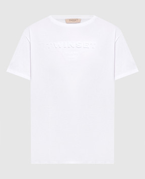 Twinset Біла футболка з фактурним логотипом 262TP2303