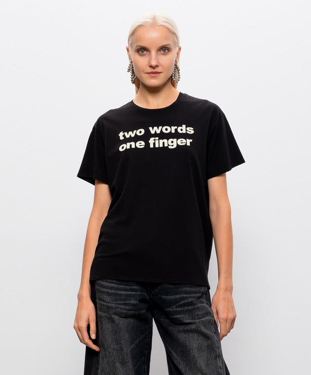 R13 Черная футболка Two Words One Finger R13WK001K162A изображение 3