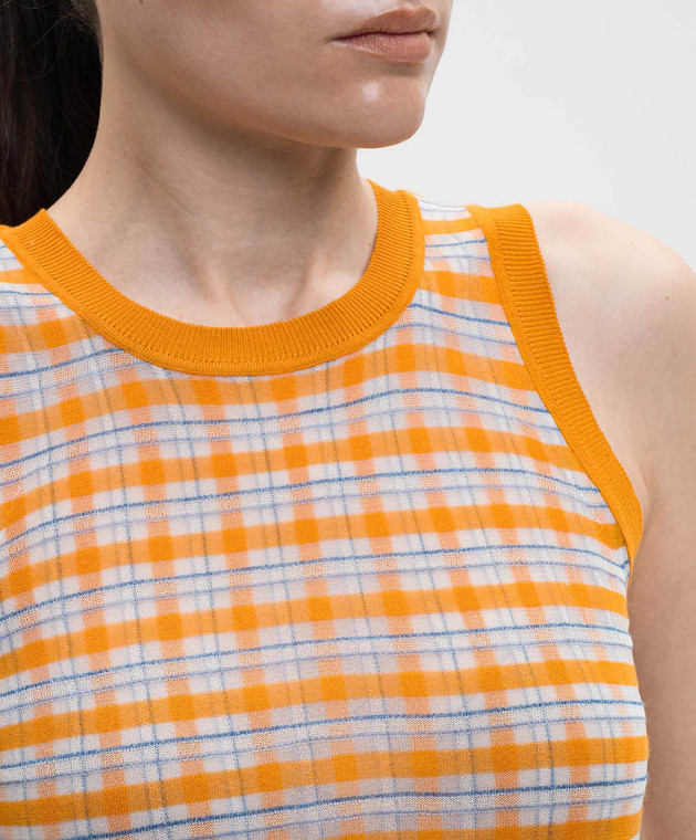 Ermanno Scervino Оранжевый топ в клеточку D485L734GQK изображение 5