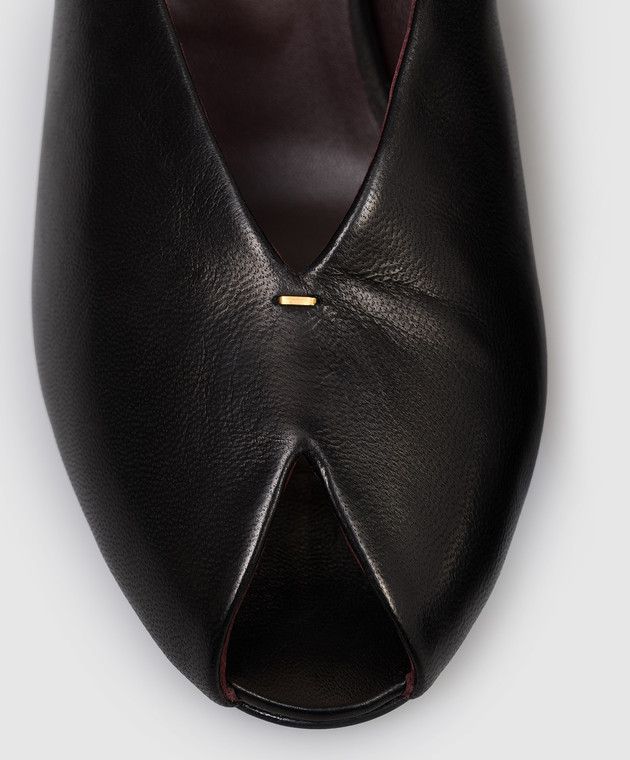 Khaite Чорні шкіряні мюлі Cloak peep на танкетці F6025942 зображення 5