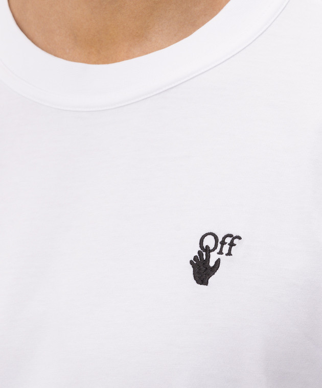 Off-White Белая футболка с вышивкой логотипа Off 44MAA16MF26J006 изображение 5