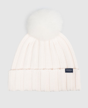 Woolrich Шапка цвета айвори из шерсти с помпоном CFWWAC0163FBUF0428