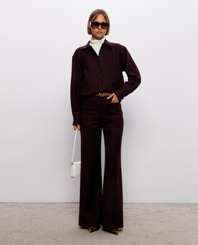 Victoria Beckham Бордовая рубашка из шерсти 1326WSH007515A