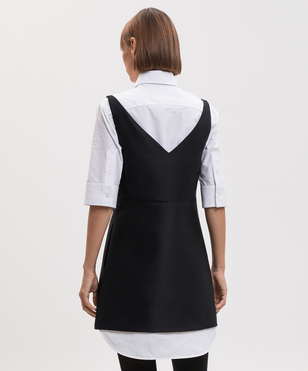 Balenciaga Черное платье-рубашка из шерсти и шелка A00296TUT22 изображение 4