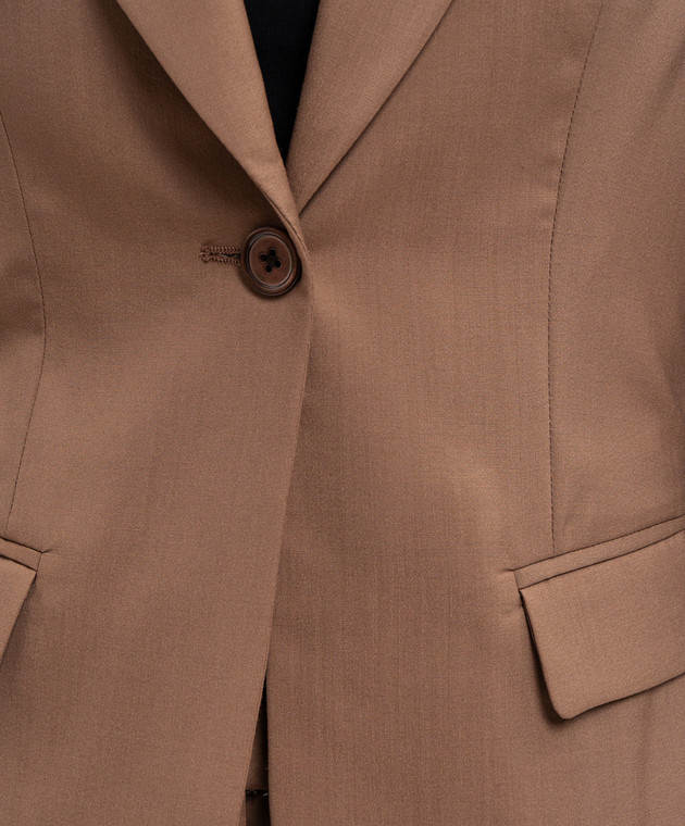 Marco Pescarolo Коричневый жакет Iris из шерсти и шелка IRISD5314 изображение 5