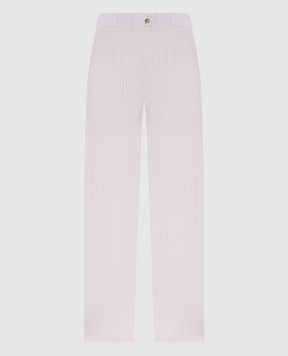 Allude Розовые пижамные брюки из шерсти и кашемира в полоску 25517751