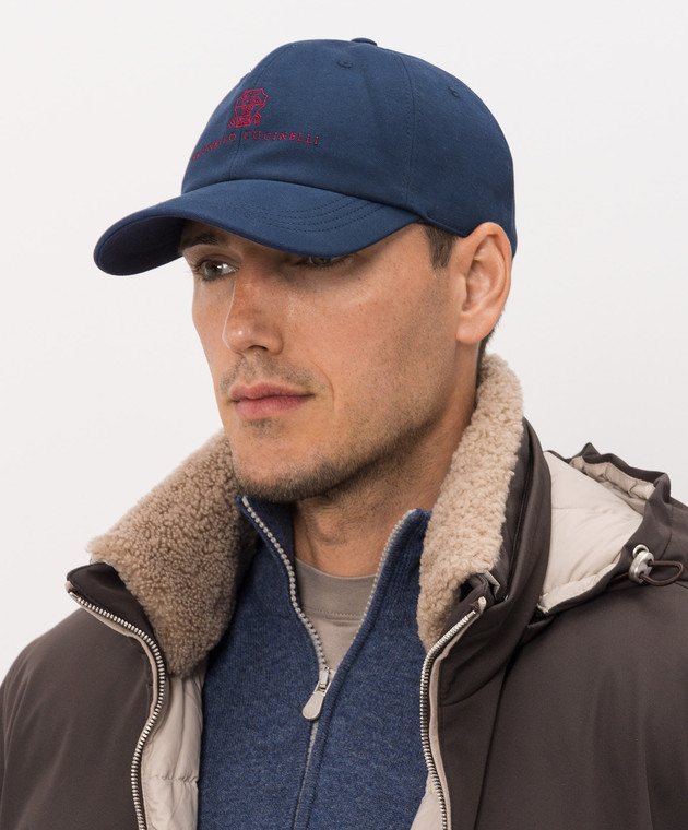 Brunello Cucinelli Кепка синього кольору з вишивкою M252D9850 зображення 2