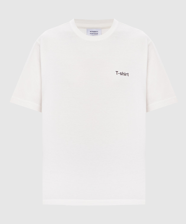 Vetements Футболка кольору айворі з контрастним принтом MH27TR220Ww