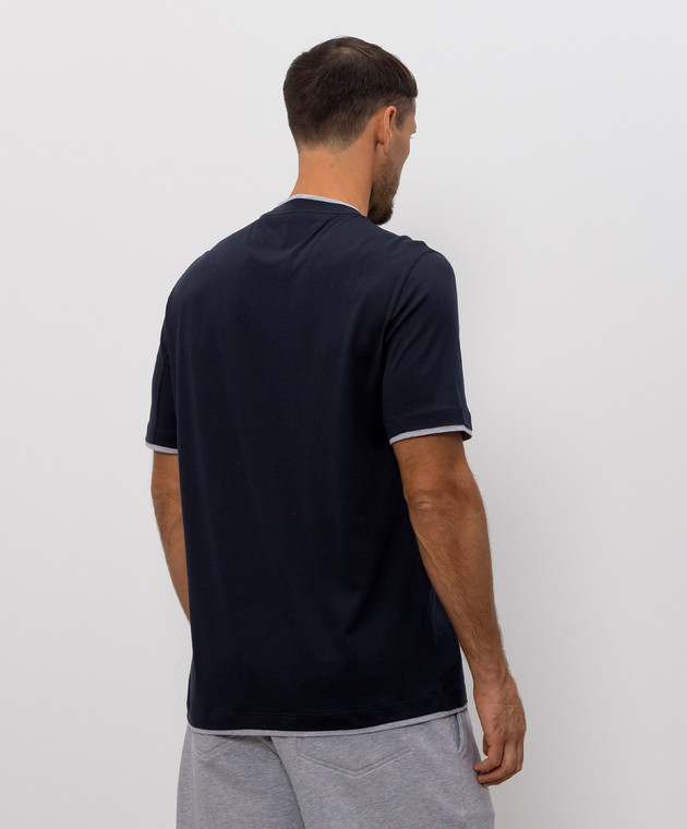 Brunello Cucinelli Синяя футболка с шелком MH8367427 изображение 3