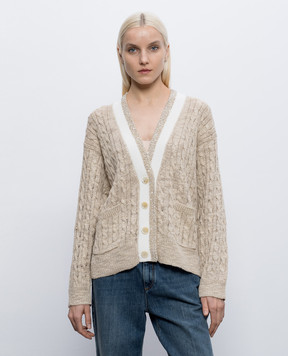 Brunello Cucinelli Бежевый кардиган с коноплями и шелком MWA576306