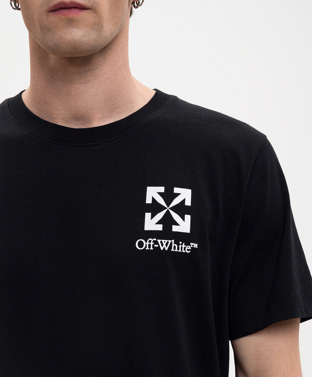 Off-White Чорна футболка з принтом логотипа та емблеми 44MAA027S26J00B зображення 5