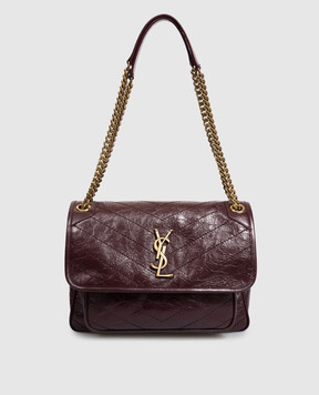 Saint Laurent Бордовая кожаная глянцевая сумка NIKI 6331840EN07