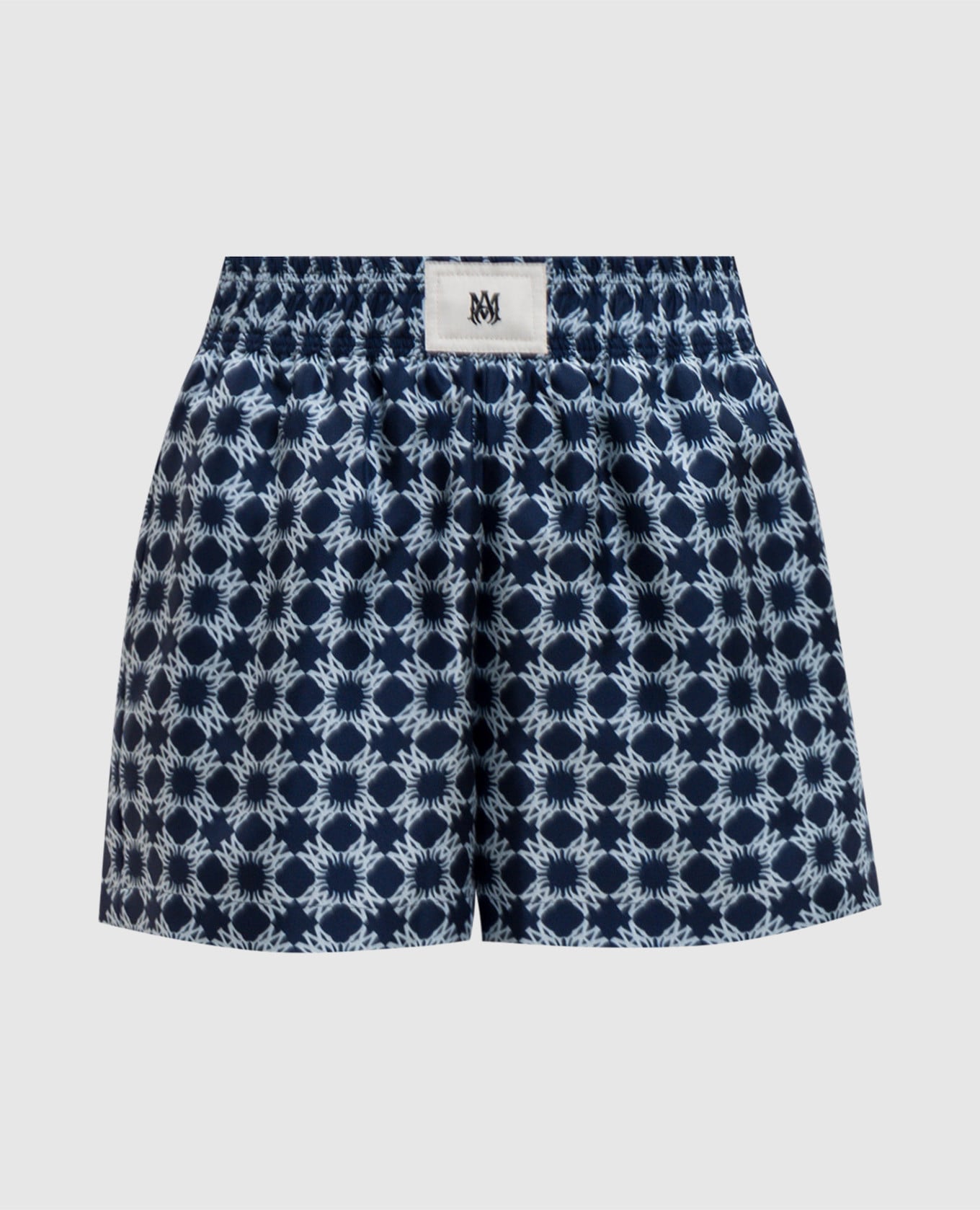 Синие шорты из шелка в принт монограммы логотипа