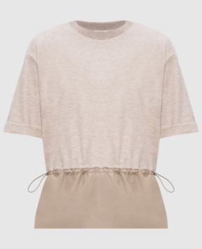 Peserico Бежевая меланжевая футболка с цепочкой мониль S06433J05667A