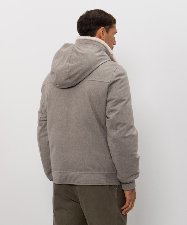 Brunello Cucinelli Бежевая пуховая куртка из шерсти с мехом MM4701606 изображение 4