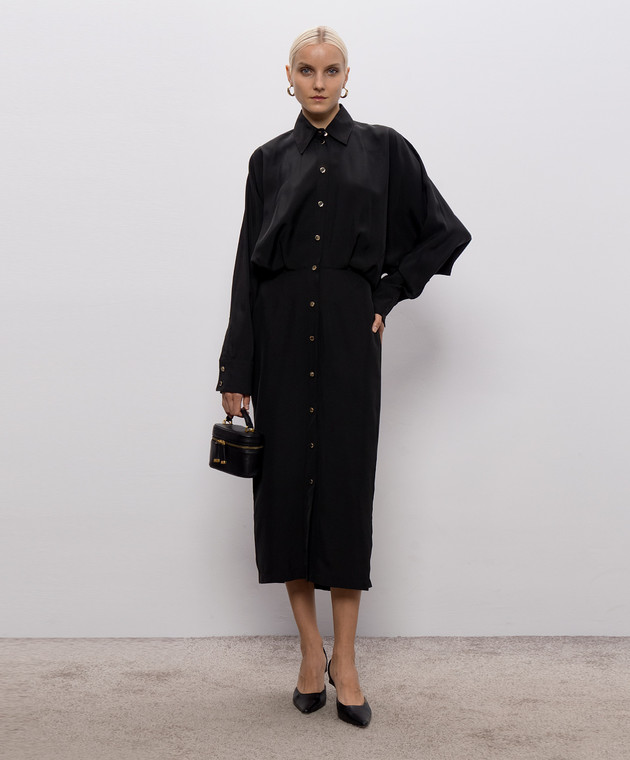 Max Mara Sportmax Черное платье-рубашка VICINI SPXVICINI изображение 2