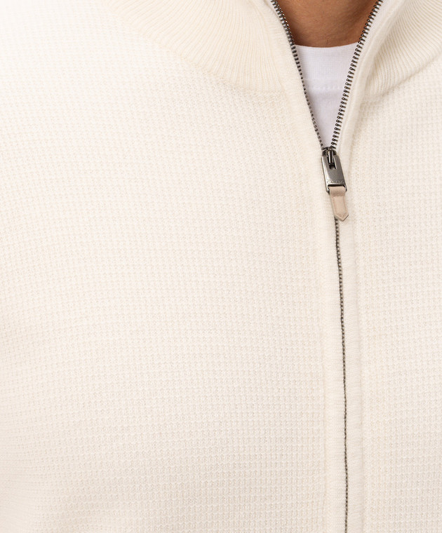 Canali Кардиган з кашеміру кольору айворі MK02546C0022 зображення 5